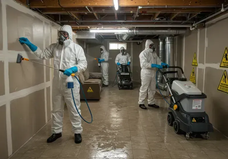 Basement Moisture Removal and Structural Drying process in Crowley, LA